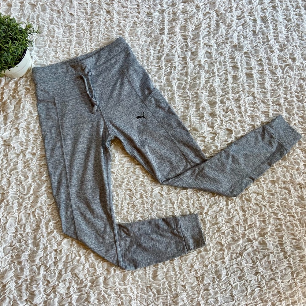 Puma High Waist Jogger Pocket Leggings Athletic Workout Joggers Pants Gray Small